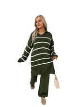 Load image into Gallery viewer, Loose Striped Knitted Top and Trouser Co-ord Set
