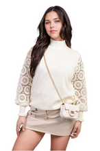 Load image into Gallery viewer, High Neck Knit Crochet Sleeve Jumper
