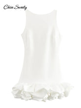 Load image into Gallery viewer, Elegant Sleeveless White Short Dress
