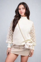 Load image into Gallery viewer, High Neck Knit Crochet Sleeve Jumper
