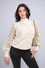 Load image into Gallery viewer, High Neck Knit Crochet Sleeve Jumper
