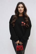 Load image into Gallery viewer, Cherry Printed Front and Back Design Oversized Knitted Jumper
