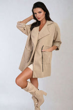 Load image into Gallery viewer, Roll Tab Sleeve Drawstring Waist Open Front Trench Coat Jacket
