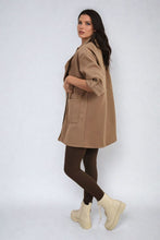 Load image into Gallery viewer, Roll Tab Sleeve Drawstring Waist Open Front Trench Coat Jacket
