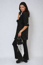 Load image into Gallery viewer, Roll Tab Sleeve Drawstring Waist Open Front Trench Coat Jacket
