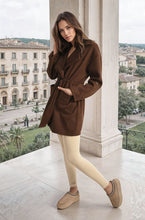 Load image into Gallery viewer, Roll Tab Sleeve Drawstring Waist Open Front Trench Coat Jacket
