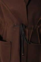 Load image into Gallery viewer, Roll Tab Sleeve Drawstring Waist Open Front Trench Coat Jacket
