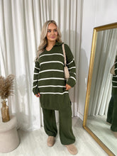 Load image into Gallery viewer, Loose Striped Knitted Top and Trouser Co-ord Set
