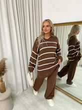 Load image into Gallery viewer, Loose Striped Knitted Top and Trouser Co-ord Set
