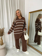 Load image into Gallery viewer, Loose Striped Knitted Top and Trouser Co-ord Set
