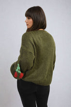 Load image into Gallery viewer, Tie Front Cherry Print Knitted Cardigan
