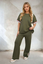 Load image into Gallery viewer, Contrast Stripe Top and Wide Leg Trouser Co-ord Set
