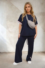 Load image into Gallery viewer, Contrast Stripe Top and Wide Leg Trouser Co-ord Set
