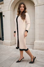 Load image into Gallery viewer, Knitted Contrast Trim Long Sleeve Midi Dress
