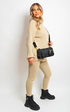 Load image into Gallery viewer, Chunky Knitted High Roll Neck Top Bottom Co-ord Set
