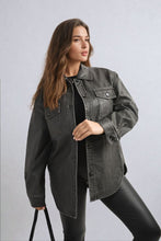 Load image into Gallery viewer, Button Front Pocket Detail Faux Leather Jacket
