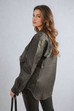 Load image into Gallery viewer, Button Front Pocket Detail Faux Leather Jacket
