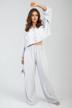 Load image into Gallery viewer, Oversized Long Sleeve Crop Top and Wide Leg Trouser Co-ord Set
