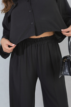 Load image into Gallery viewer, Oversized Long Sleeve Crop Top and Wide Leg Trouser Co-ord Set
