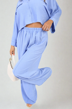 Load image into Gallery viewer, Oversized Long Sleeve Crop Top and Wide Leg Trouser Co-ord Set
