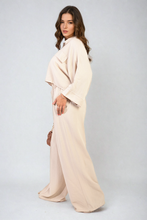 Load image into Gallery viewer, Oversized Long Sleeve Crop Top and Wide Leg Trouser Co-ord Set
