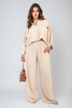 Load image into Gallery viewer, Oversized Long Sleeve Crop Top and Wide Leg Trouser Co-ord Set
