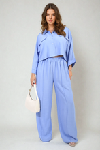 Load image into Gallery viewer, Oversized Long Sleeve Crop Top and Wide Leg Trouser Co-ord Set
